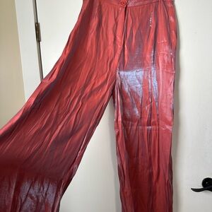 Nasty Gal Satin Shimmer Wide-Leg Pants in Rose